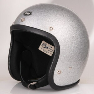 Lot-504 ジェットヘルメット SHM SG規格(全排気量) HELMETS ビンテージモデル スモールジェッペル 日本製 フレーク塗装 SILVER FLAKE