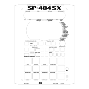 ローランド SP-404SX カスタムスキン 白 黒文字 サンプラー スキンシール ステッカー Roland SP-404 SP404SX SP404