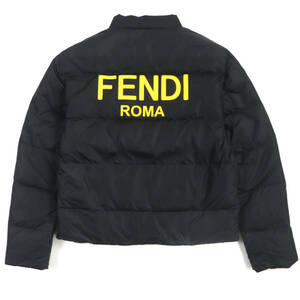 未使用品▼FENDI フェンディ 2021年製 FAA526 バックロゴ リバーシブル ZIP ダウンジャケット ブラック オレンジ 56 伊製 正規品 メンズ