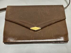 d1432◆ビンテージ◆オールドフェラガモSalvatore Ferragamo　2wayバッグ　ショルダー/クラッチ　茶◆24×17×4ｃｍ