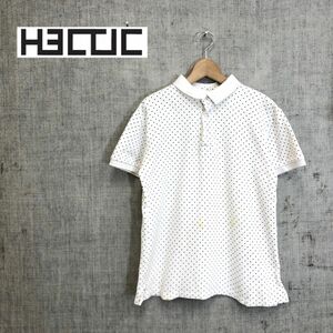 G1016-O◆ HECTIC ヘクティク 半袖ポロシャツ ドット トップス◆sizeM コットン ホワイト 白