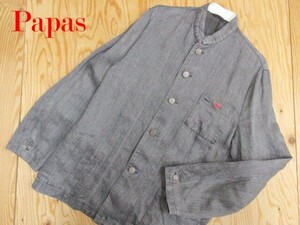 ★パパス Papas★メンズ マオカラーデザイン リネンジャケット★R70119042A