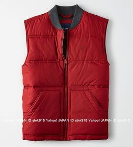 〓SALE!! アメリカンイーグル/US XL/AE Rib Neck Puffer ダウンベスト/Red