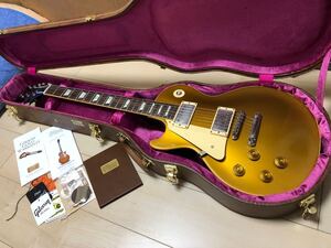 Gibson Custom Shop Standard Historic 1957 Les Paul Reissue Dark Back VOS Left Hand Antique Gold