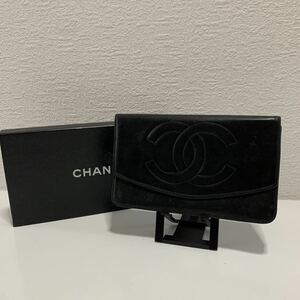 美品　CHANEL シャネル ラムスキン ココマーク 長財布 ウォレット 大きめ ブラック 