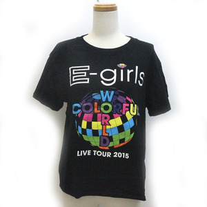 ツアーTシャツ E-girls LIVE TOUR 2015 COLORFUL WORLD 半袖 S 黒 ブラック /Z メンズ レディース