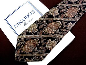 ♪26847C♪良品【花 植物 ペイズリー 柄】ニナ リッチ【NINA RICCI】ネクタイ