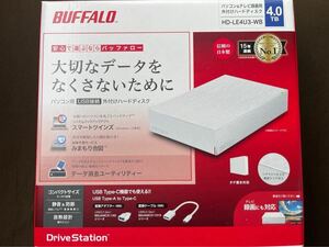 新品 未開封　外付HDD(4TB) バッファロー HD-LE4U3-WB [HD-LE-Bシリーズ 4TB ホワイト]