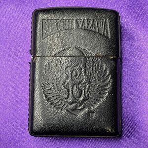 希少品Zippo 矢沢永吉 E.YAZAWA 本革 永ちゃん ブラックレザー 2001年製 ジッポー U.S.A. 喫煙グッツ オイルライター 管理Z11