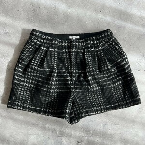 美品 IENA イエナ 千鳥格子柄 ウール ショート パンツ ショーパン 38 (M) レディース 白 × 黒 日本製 秋冬 Y2K カジュアル ファッション