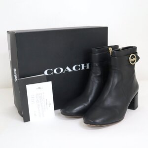 【COACH/コーチ】TANIA LTR BOOTIE/FG2908 233469/ブーツ/ショートブーツ/ブラック/レザー/7.5C/tt2014