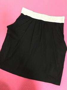 Pinky&Dianne☆ドレープミニスカート黒×シルバーラメ入り38、中古美品