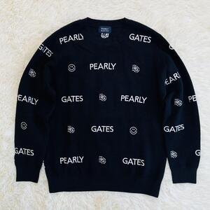 極美品 大きいサイズ パーリーゲイツ ネイビー ニット セーター ゴルフ XLサイズ ゴルフウェアー PEARLY GATES メンズ レディース　紺色 