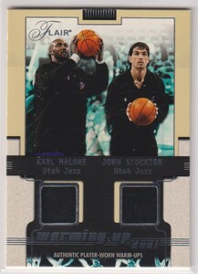 NBA JOHN STOCKTON KARL MALONE 2001-02 FLAIR Warming up dual WARM-UP CARD ジョン・ストックトン カール・マローン レリックカード