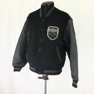 日本製/Vintage☆マックホープ/MACHOPE☆本牛革/レザー/袖革スタジャン【メンズM/黒/black】スタジアムジャンパー/Jacket/Jumper◇cBH552