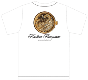 カスタム タイムピース Tシャツ 白地 13 カスタム時計 金文字盤 エングレービング S/M/L/XL Kustom Timepeace 懐中時計柄