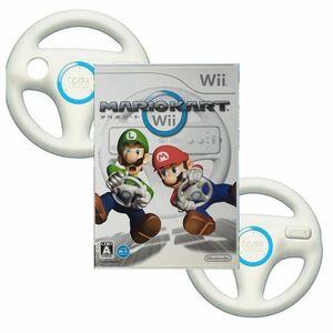 動作品 即納 / ２人プレイ用 マリオカートWii ハンドル２個付セット / 匿名配送 / お急ぎ対応致します