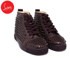 新品 ルブタン Christian Louboutin スタッズ スニーカー ワインレッド 43.5 クリスチャンルブタン スパイク 1101083 LOUIS SPIKES 正規品 