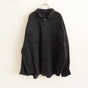 【美品/定価3.9万】パドカレ pas de calais *リネン製品染めストライプジャケット*36黒ブラック(jk33-2406-81)【10G42】