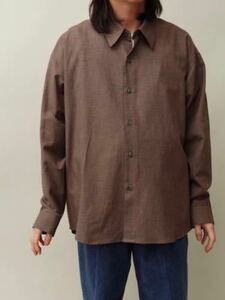 mfpen　EXACT SHIRT - BROWN MICRO CHECK長袖シャツ エムエフペン　SIZE S