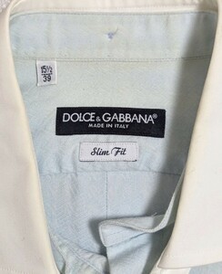 美品★ドルチェ&ガッバーナ　DOLCE&GABBANA　クレリック　ドレスシャツ　39サイズ　Mサイズ　ブルー