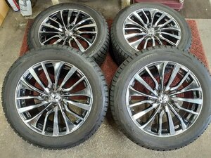 パF5116■235/55R18 100Q　4本価格　BRIDGESTONE BLIZZAK DM-V2　LEONIS　送料無料 冬 ’17年 8分山 18×8J +42 5穴 PCD114.3 ハブ径73㎜