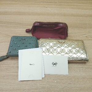 ◇ ◎ 《 ANYA HINDMARCH まとめ売り3点セット リボンモチーフ 財布 ミニポーチ レディース 》 E 1405140010305