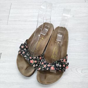 BIRKENSTOCK 花柄 パピリオ ナロー幅 サイズ24.5cm サンダル ブラック ブラウン ビルケンシュトック 4-0710S 224824