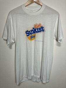 80年代 DIET SUNKIST 企業ロゴ シングルステッチTシャツ 白【管理番号B118】