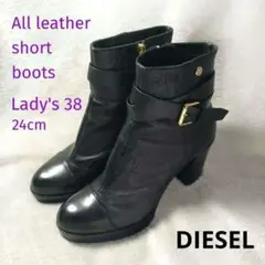 DIESEL レザー ブーティ ショートブーツ ブラック レディース 38