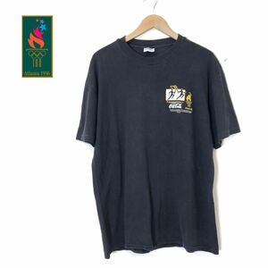 G1140-N◆old◆90s◆ アトランタオリンピック 半袖Tシャツ カットソー プリント 公式 coca cola ◆ sizeL ブラック 黒 コットン100