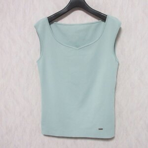 新品同様 FOXEY フォクシーブティック Knit Top Citron ニットトップス ノースリーブ セーター 38061 40 グリーン ◆