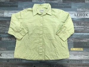 L.L.Bean エルエルビーン レディース チェック柄 七分袖シャツ L 黄緑白