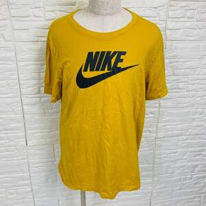 【903】NIKE　ナイキ Tシャツ シンプルロゴ イエロー ブラック 半袖 Uネック コットン 人気 XLサイズ