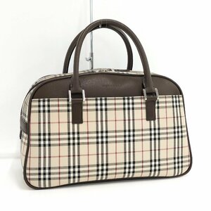 ●バーバリー BURBERRY ボストンバッグ ノバチェック ブラウン系[Jコレ]E29TA152