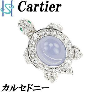 カルティエ カルセドニー トーチュブローチ ダイヤモンド ガーネット K18WG カメ Cartier 美品 中古 SH103273