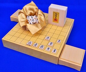 将棋セット　新かや2寸一枚板卓上将棋盤セット(木製将棋駒白椿上彫駒)【囲碁将棋専門店の将碁屋】