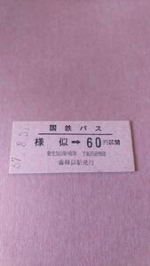 国鉄バス乗車券　様似→60円区間　(自)様似駅発行