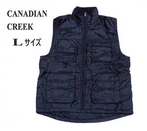 ☆ポケットいっぱい！！　☆CANADIAN CREEK　☆中綿入り　☆モックネックベスト　☆アウトドアウエア　☆釣り　☆ブラック　☆Lサイズ　 