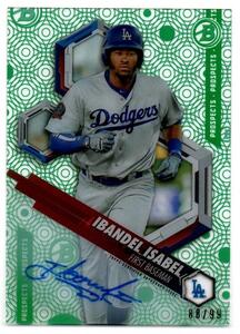 【IBANDEL ISABEL(Los Angeles Dodgers)】2018 BOWMAN High Tek Prospect Autographs Green Rainbow[88/99]