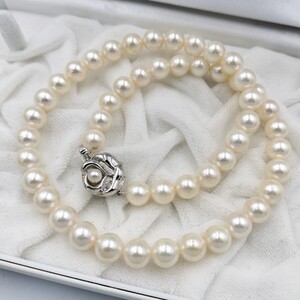 【テリ強!】高島屋 タカシマヤ アコヤ あこや パール ネックレス 8mm〜8.5mm 44cm SILVER 刻印 42.7g 本真珠 akoya pearl jewelry necklace