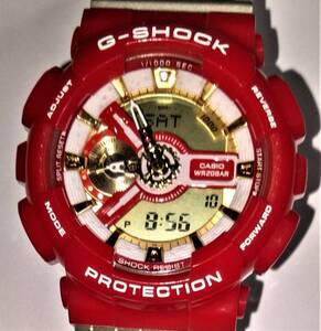 新品同様　アナデジ　G-SHOCK　ジーショック　アイアンマンカラー　GA-110CS　レッド　ゴールド　かっこいい　103