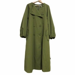 美品 LAUTREAMONT ロートレアモン ×大草直子 コラボ 第三弾 NEW SPRING COAT ベルテッド ノーカラー トレンチコート 36 カーキ ◆