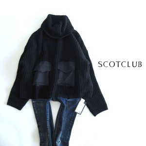 新品スコットクラブSCOTCLUB ポケット付きオフタートルセーター黒