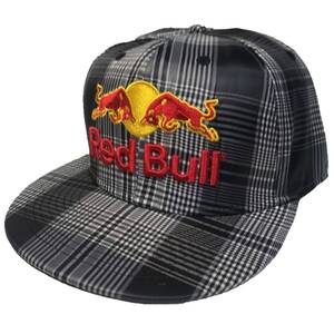 Red Bull レッドブル ブランドロゴ チェック柄 ベースボールキャップ (ブラック) (7 1/8 約57cm) [並行輸入品]