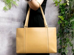 ●超美品●BURBERRY バーバリー●内ノバチェック●カーフ レザー 本革●ハンド トート バッグ●イエローゴールド●G金具●A4 書類●Js46854