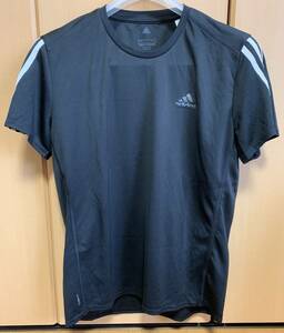 adidas RUNNING 3-STRIPES TEE DM1665 メンズ Lサイズ BLACK/WHITE / アディダス ランニング スポーツ ３ストライプ 半袖Tシャツ 黒/白