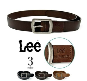 全3色　Lee リー リアルレザー シングルピンバックル ナローベルト 幅3cm 本革 牛革おしゃれ 誕生日 記念 プレゼント ギフト 送料無料