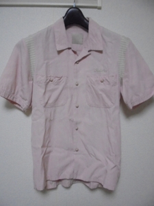 ファクトタム 刺繍半袖ボーリングシャツ ピンク　44