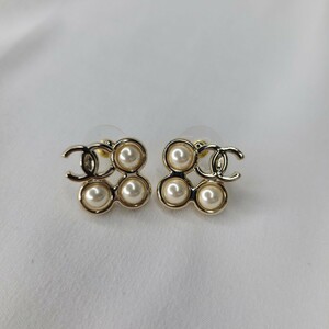 1円　シャネル CHANEL ピアス　I24S イヤリング　パール　ココマーク　アクセサリー　ゴールド